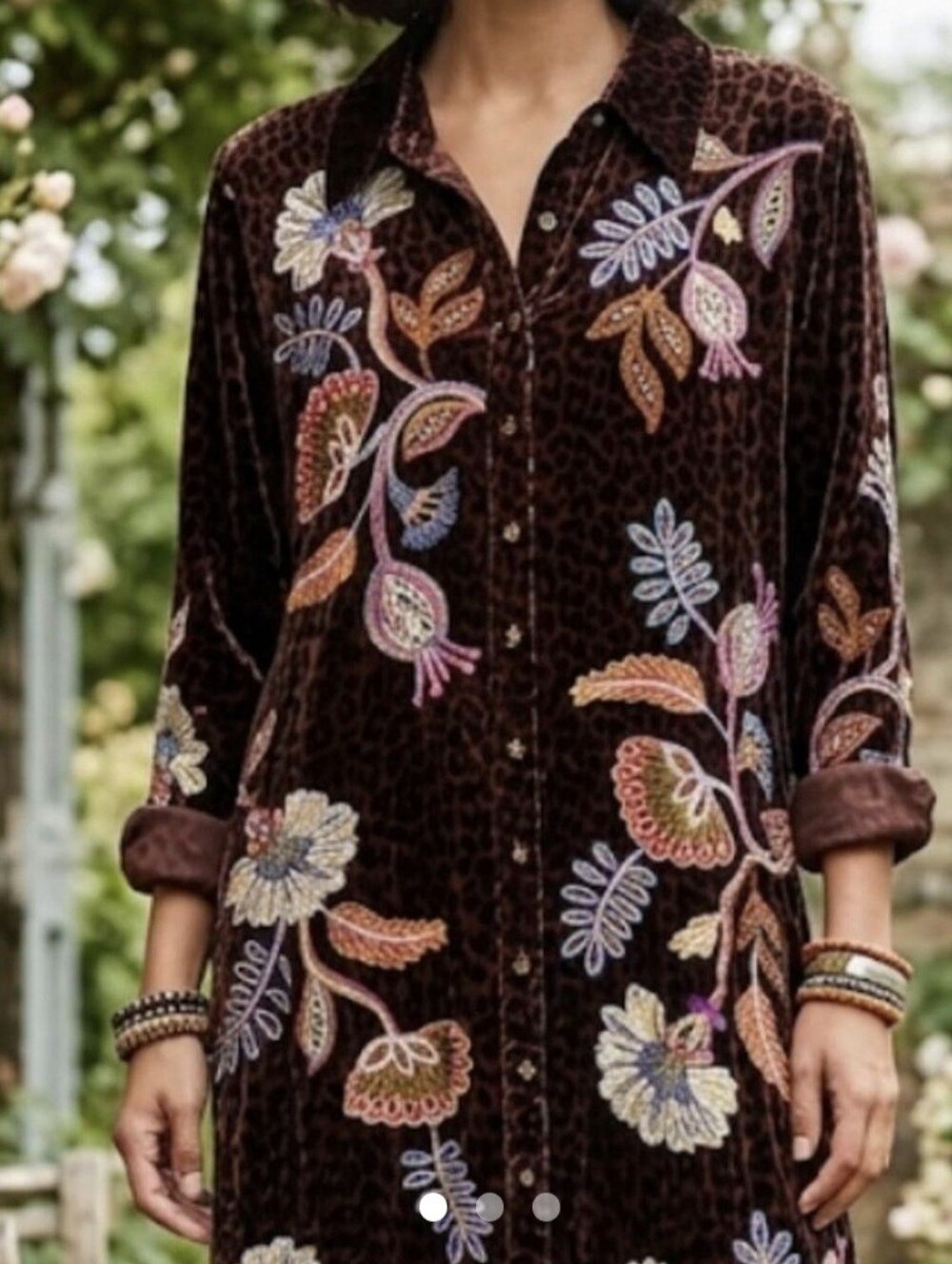 Johnny Was Brown Velvet Shirt Dress